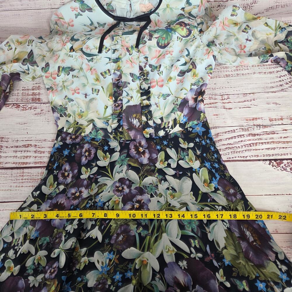 Ted Baker Meelia Floral Butterfly Dress 4 Chiffon Entangled Enchantment Ethereal - Picture 13 of 16
